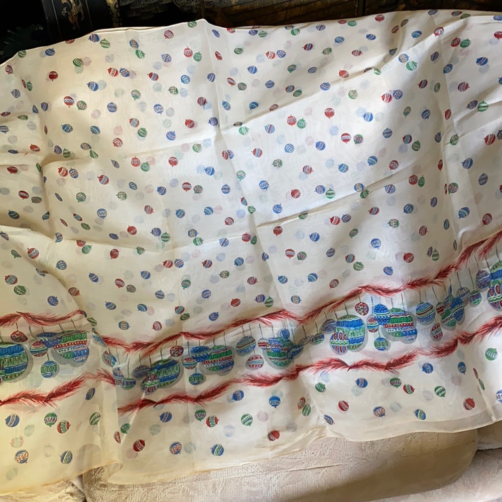 Vintage Christmas motif voile fabric